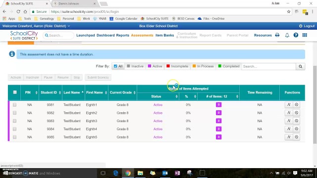 SchoolCity - Online Tests - Activating an Assessment for Students to Take