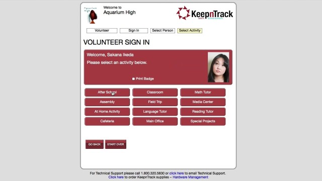 Volunteer Sign In/Out