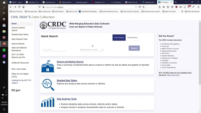 Downloading data tables from the Civil Rights Data Collection