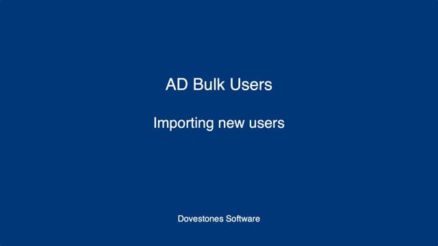 AD Bulk Users Importing and Updating Users