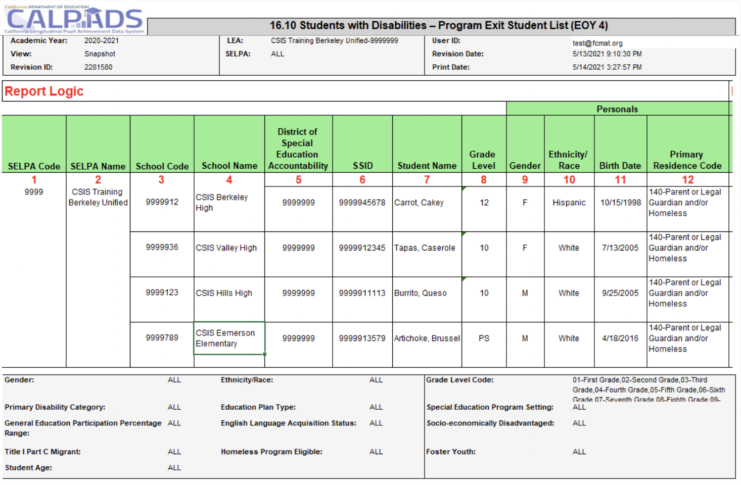 16.10 Students with Disabilities Program Exit Student List 16.10 Students with Disabilities Program Exit Student List